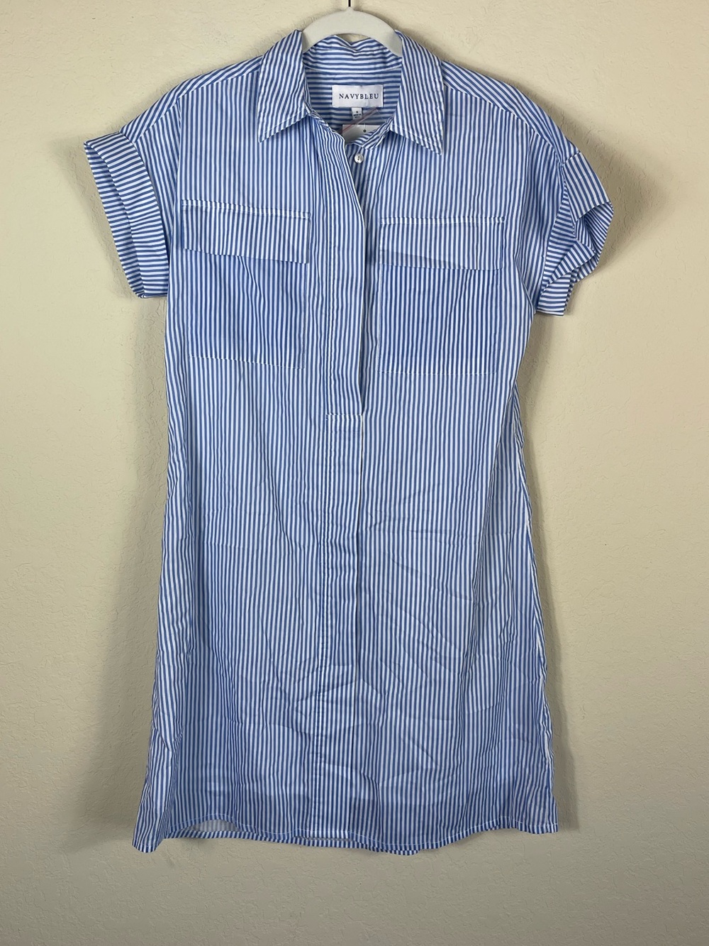 Navybleu Harper Striped Cotton Dress Blue Size Small NWT